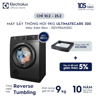 M&#225;y sấy Th&#244;ng hơi 9kg UltimateCare 300 -&#160; X&#225;m đen Onyx