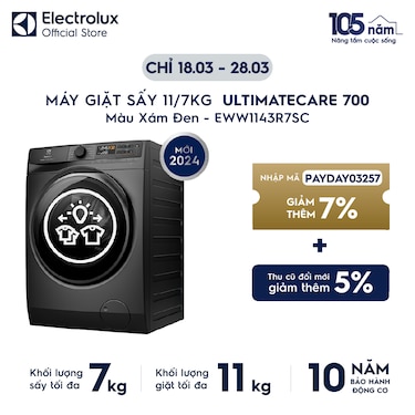 M&#225;y giặt sấy 11/7kg UltimateCare 700 - X&#225;m đen Onyx