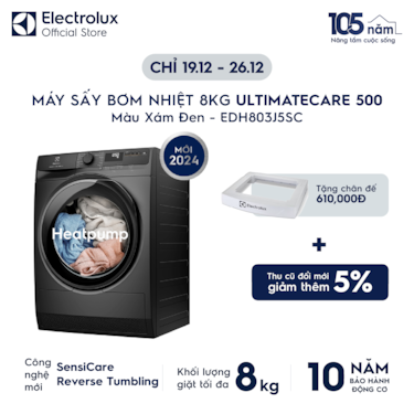 M&#225;y sấy Bơm nhiệt 8kg UltimateCare 500 - X&#225;m đen Onyx