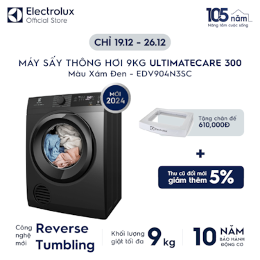 M&#225;y sấy Th&#244;ng hơi 9kg UltimateCare 300 -&#160; X&#225;m đen Onyx