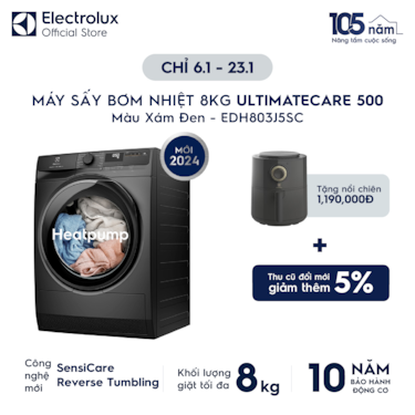 M&#225;y sấy Bơm nhiệt 8kg UltimateCare 500 - X&#225;m đen Onyx