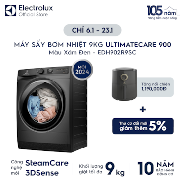 M&#225;y sấy Bơm nhiệt 9kg UltimateCare 900 - X&#225;m đen Onyx