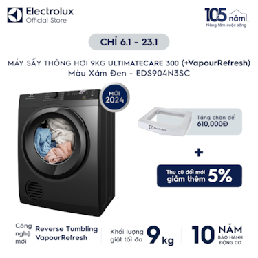 M&#225;y sấy Th&#244;ng hơi 9kg UltimateCare 300 -&#160; X&#225;m đen Onyx